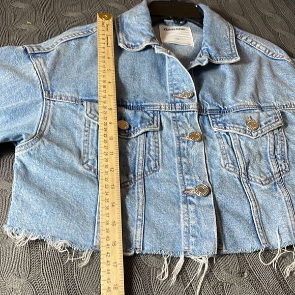 Garage Jeans jacket Womens Sz S Petite Denim Blue light Raw Hem Cotton Cowgirl - Picture 7 of 9